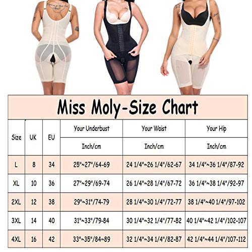 MISS MOLY Reductora de abdomen mujer reductora con gancho, cómodo y ligero Faja Buena figura inconsútil Beige XL