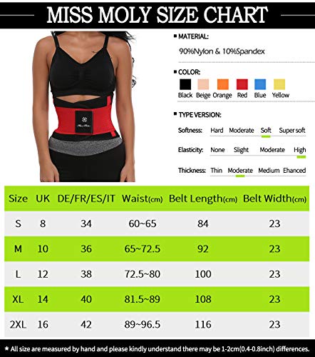 MISS MOLY Waist Shaper|Adelgazante Waist Trainer Training Corset Deportivo Shaper Moldeadora Faja Reductora Cintura Corsé Slimming Belt Negro/Rojo/Azul/Naranja
