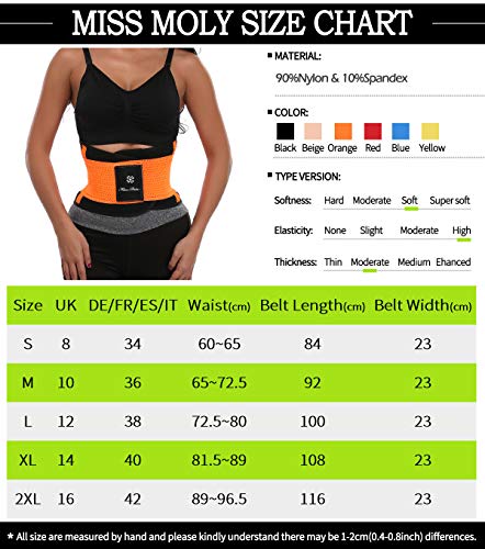 MISS MOLY Waist Shaper|Adelgazante Waist Trainer Training Corset Deportivo Shaper Moldeadora Faja Reductora Cintura Corsé Slimming Belt Negro/Rojo/Azul/Naranja