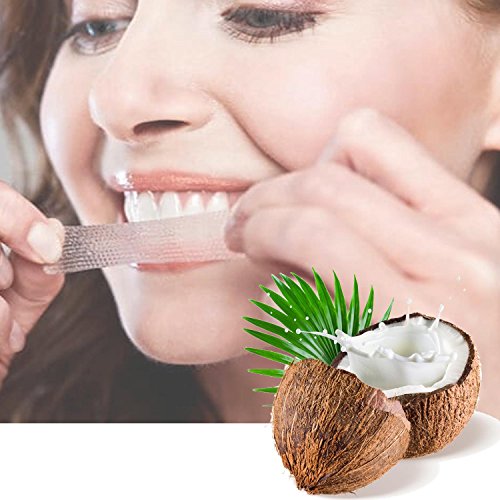 MitButy Tiras Blanqueadoras de Dientes con Aceite de Coco Natural, 28 Tiras Blanqueadoras Antideslizantes – Tiras de Blanqueamiento Dental Profesionales con Efectos Seguros Para 14 Tratamientos