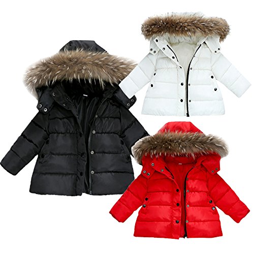 Mitlfuny Invierno Plumífero Acolchado Chaqueta Niñas Niños Bebé Algodón Abrigo con Capucha Cálido Manga Larga Color Sólido Plumas Ropa Cosiendo Unisex Arriba Grueso Capa de Plumón 1-3 Años Niña