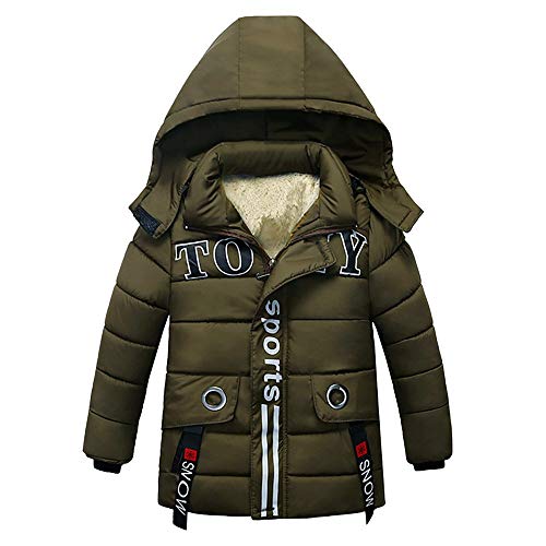 Mitlfuny Invierno Plumífero Acolchado Chaqueta Niñas Niños Bebé Plumas Ropa Algodón Abrigo Capucha Manga Larga Carta Estampado Streamer Grueso Caliente Unisex Forro Polar Plumón Capa 1-5 Años Negro