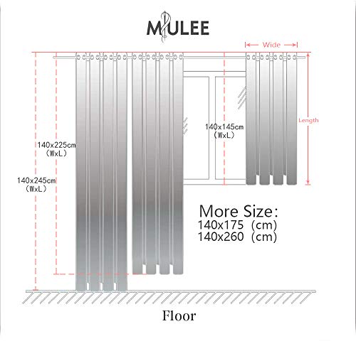 MIULEE 2 Unidades Cortinas Bordado Translucida de Dormitorio Moderno Ventana Visillos Rayas Salon Paneles con Ojales Plateados para Sala Cuarto Comedor Salon Cocina Habitación 140x245 cm Blanco