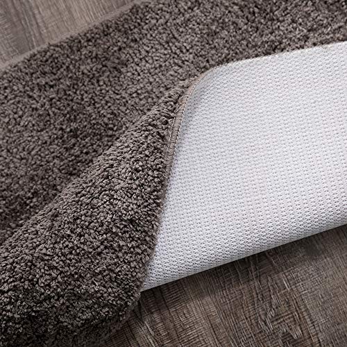 MIULEE Alfombra de Pelusa Rizada Suave Antipolvo Antideslizante Absorbente Alfombra Cuadrada Lavable de Piso Puertas de Entrada Pasillo para Dormitorio Sala de Estar Cocina 43 cm x 60 cm Marrón