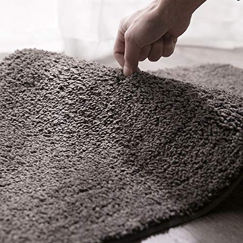 MIULEE Alfombra de Pelusa Rizada Suave Antipolvo Antideslizante Absorbente Alfombra Cuadrada Lavable de Piso Puertas de Entrada Pasillo para Dormitorio Sala de Estar Cocina 43 cm x 60 cm Marrón