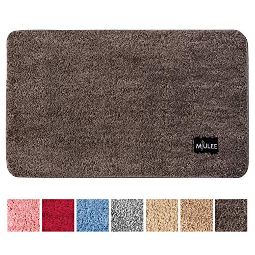 MIULEE Alfombra de Pelusa Rizada Suave Antipolvo Antideslizante Absorbente Alfombra Cuadrada Lavable de Piso Puertas de Entrada Pasillo para Dormitorio Sala de Estar Cocina 43 cm x 60 cm Marrón