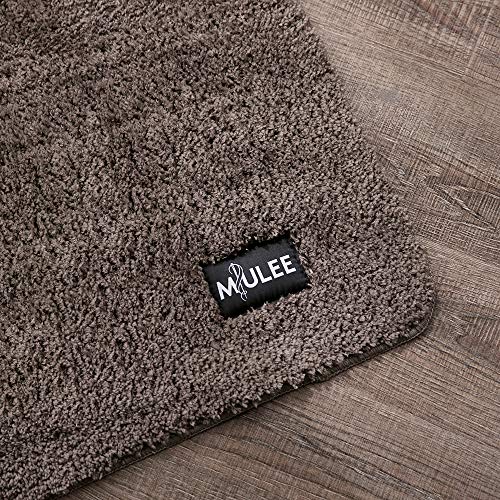 MIULEE Alfombra de Pelusa Rizada Suave Antipolvo Antideslizante Absorbente Alfombra Cuadrada Lavable de Piso Puertas de Entrada Pasillo para Dormitorio Sala de Estar Cocina 43 cm x 60 cm Marrón