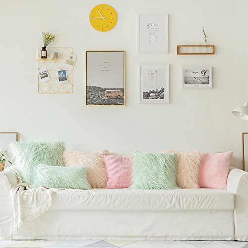 MIULEE Juego de 2 Funda de Almohada Cojines de Piel Decorativos, Cuadrados y Suaves, Cojines PeloPara la Decoración del Hogar Sofá Cama del18''x18'',Rosado 45 x 45 cm