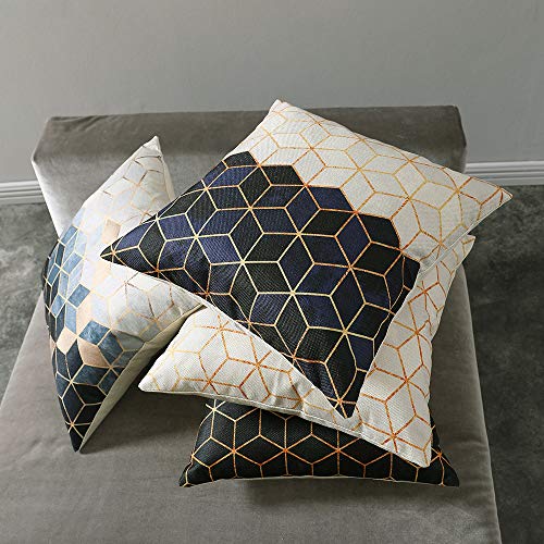 MIULEE Juego de 4 Lino Cojines Diamante 3D Funda de Cojín Almohada Caso de Decorativo Cojines para Sala de Estar sofá Cama18 x18 Pulgadas 45x45cm