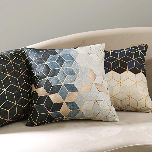 MIULEE Juego de 4 Lino Cojines Diamante 3D Funda de Cojín Almohada Caso de Decorativo Cojines para Sala de Estar sofá Cama18 x18 Pulgadas 45x45cm
