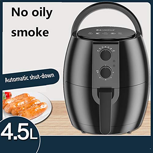 MKIU Multifuncional freidora Aire, hogar de Gran Capacidad sin Humo de la freidora eléctrica, con la Doble función de Control de Perilla, Cacerola Antiadherente, por Baja en Grasa de Cocina,4.5L