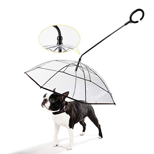 MMGN Correa Transparente del Color del Perro casero Paraguas con Paraguas Mantiene su Secos for Animales y Comfotable de Lluvia Nieve