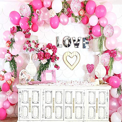 MMTX 50 Piezas Globos de Confeti Globos de látex Blancos Globos de Helio Perla para Bodas, Fiestas, Propuestas, Navidad, Reuniones, Ceremonia y Cumpleaños Decoraciones de Fiesta (Rosa-1)