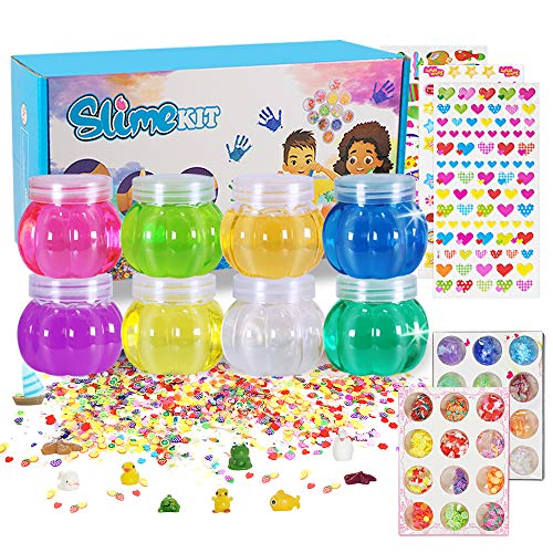MMTX DIY Slime Kit, Conjuntos de fabricación de Limo con Purpurina Unicornio Sorpresa Niños Artesanía Manualidades Accesorios caseros Crystal Slime Clay Bolas de Pescado Bolas de Espuma Confeti