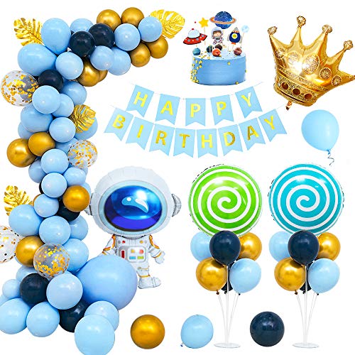 MMTX Globos Cumpleaños Decoraciones de Niño Fiestas Globo Robot Espacial Globo de látex Feliz Cumpleaños Banner Cake Topper para Cumpleaños Decoración De Banquete De Boda