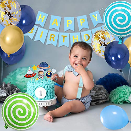 MMTX Globos Cumpleaños Decoraciones de Niño Fiestas Globo Robot Espacial Globo de látex Feliz Cumpleaños Banner Cake Topper para Cumpleaños Decoración De Banquete De Boda