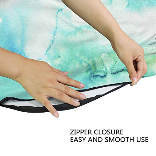 MOBEITI Bedding Juego de Funda de Edredón,Teal Acuarela Acuarela Turquesa Menta Ombre Mano Azul Degradado Color Agua，Microfibra Funda de Nórdico y Fundas de Almohada - 140 x 200cm