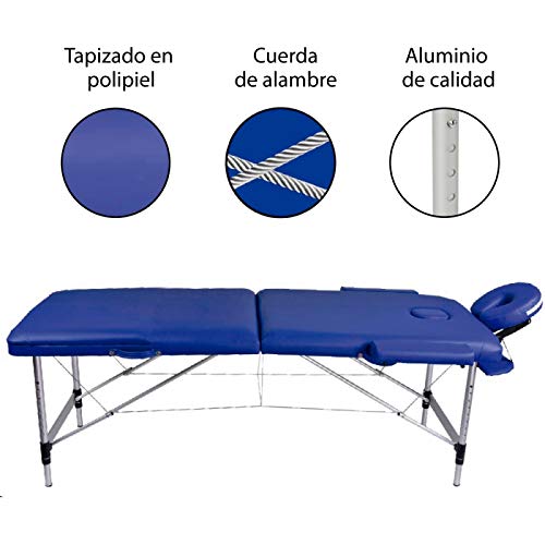 Mobiclinic, Light, Camilla Fisioterapia Plegable, Reposacabezas, Aluminio y polipiel, 186x60 cm, Portátil, Azul