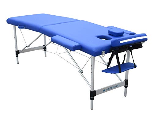 Mobiclinic, Light, Camilla Fisioterapia Plegable, Reposacabezas, Aluminio y polipiel, 186x60 cm, Portátil, Azul