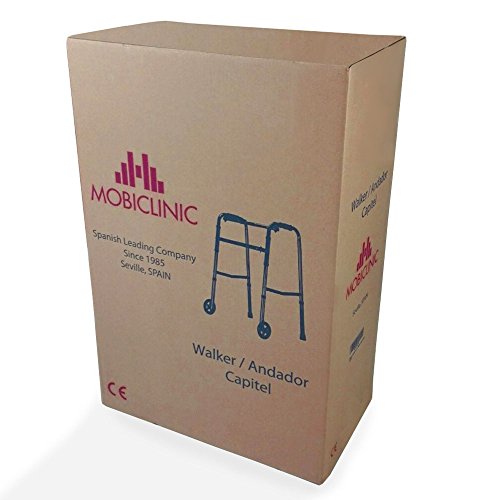 Mobiclinic, Modelo Capitel, Andador para mayores, ancianos, adultos o minusvalidos, de aluminio, ligero, plegable, con asiento y 2 ruedas, Color Gris