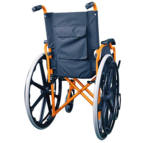 Mobiclinic, modelo Giralda, Silla de ruedas para minusválidos, premium, plegable, ortopédica, reposapiés, reposabrazos, color Naranja, asiento 43 cm, ultraligera