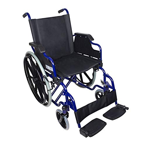 Mobiclinic, modelo Giralda, Silla de ruedas plegable, ortopédica, para minusválidos, reposapiés y reposabrazos extraíbles, Azul y Negro, asiento 46 cm, ultraligera