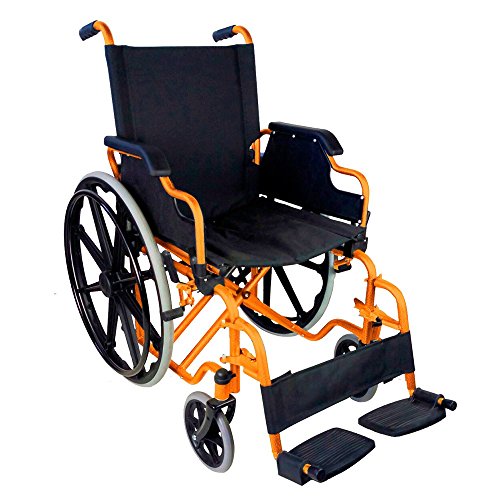 Mobiclinic, modelo Giralda, Silla de ruedas plegable, ortopédica, para minusválidos, reposapiés y reposabrazos extraíbles, color Naranja, asiento 46 cm, ultraligera