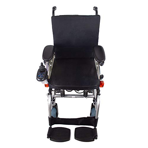 Mobiclinic, modelo Orión, Silla de ruedas eléctrica, plegable, acero, con motor, para discapacitados, minusválidos, ancianos, ortopedica, para mayores, autonomía 30 km, 24V, color Azul y Negro