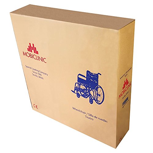 Mobiclinic, modelo Teatro, Silla de ruedas ortopédica, plegable, para minusválidos, freno en manetas, reposapiés y reposabrazos extraíbles, Rojo tapicería estampada, asiento, ultraligera