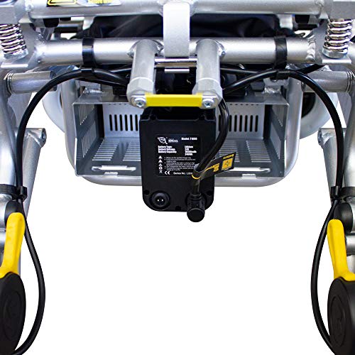 Mobiclinic, modelo Troya, Silla de ruedas eléctrica, plegable, con motor, para discapacitados, minusválidos, ancianos, ortopedica, para mayores, asiento 45 cm, autonomía 17 km, 24V, Azul