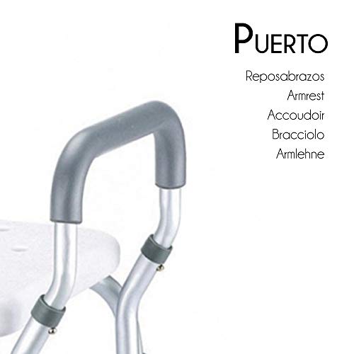 Mobiclinic, Puerto, Silla o taburete de baño, de ducha, ortopédica, ayuda para baño para ancianos y discapacitados, antideslizante, altura regulable, respaldo, ergonómica, ligera