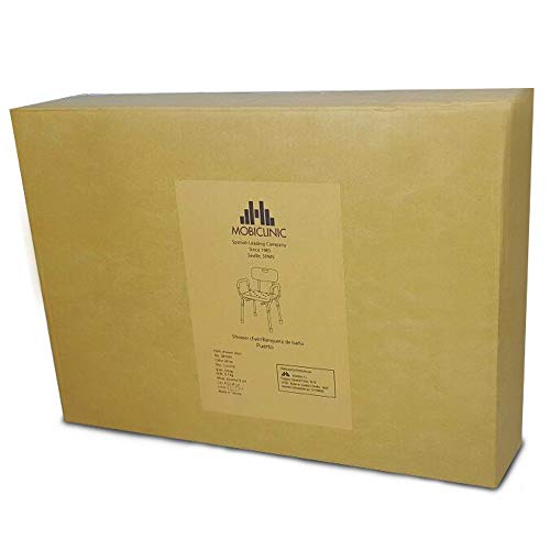 Mobiclinic, Puerto, Silla o taburete de baño, de ducha, ortopédica, ayuda para baño para ancianos y discapacitados, antideslizante, altura regulable, respaldo, ergonómica, ligera