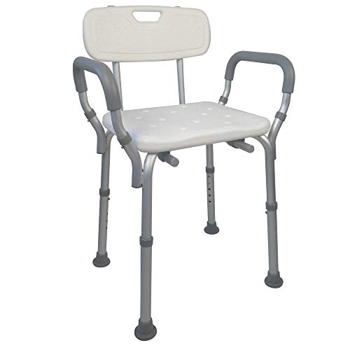 Mobiclinic, Puerto, Silla o taburete de baño, de ducha, ortopédica, ayuda para baño para ancianos y discapacitados, antideslizante, altura regulable, respaldo, ergonómica, ligera