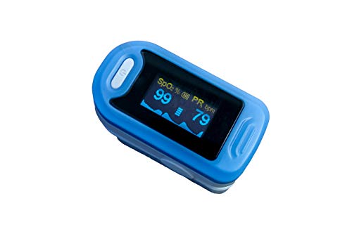 Mobiclinic, PY04, Pulsioxímetro de dedo, Oxímetro de pulso para dedo, Oxímetro dedo digital, Preciso y fiable, No invasivo, Pulsómetro con pantalla LED, Frecuencia cardíaca, Medición SpO2, Color azul
