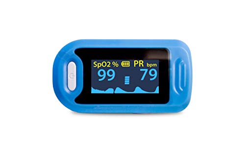 Mobiclinic, PY04, Pulsioxímetro de dedo, Oxímetro de pulso para dedo, Oxímetro dedo digital, Preciso y fiable, No invasivo, Pulsómetro con pantalla LED, Frecuencia cardíaca, Medición SpO2, Color azul