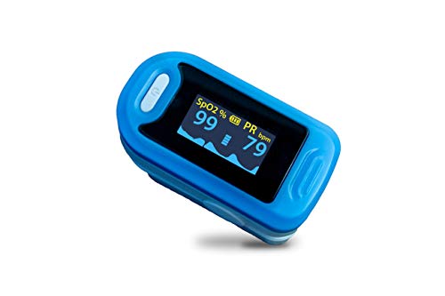 Mobiclinic, PY04, Pulsioxímetro de dedo, Oxímetro de pulso para dedo, Oxímetro dedo digital, Preciso y fiable, No invasivo, Pulsómetro con pantalla LED, Frecuencia cardíaca, Medición SpO2, Color azul
