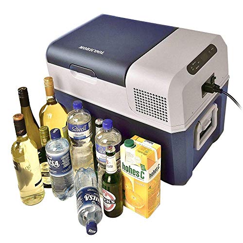 Mobicool FR40 AC/DC - Nevera termoeléctrica portátil, conexiones 12 / 24 / 230 V, 38 litros de capacidad, clasificación energética A+, color azul/gris