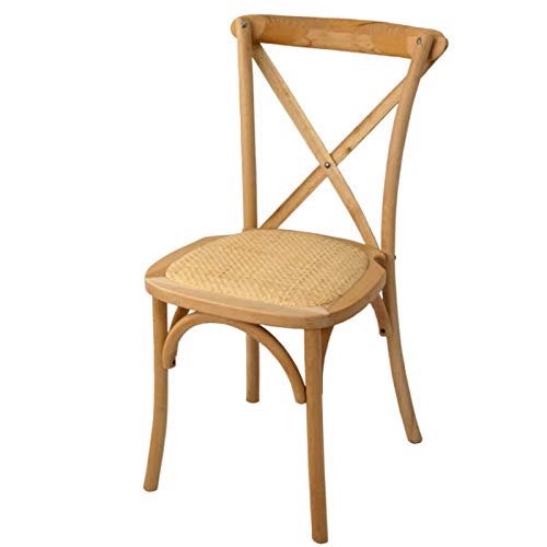 Mobiliario Factory Silla Comedor Crossback Madera de Haya con Asiento de ratán Natural. Silla Vintage thonet apilable