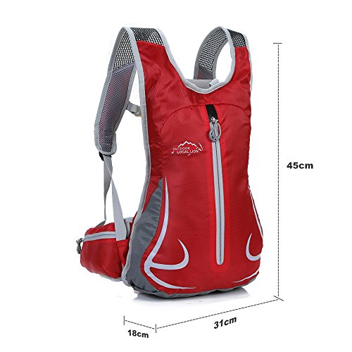 Mochila Ciclismo Impermeable Mujer 14L Bicicleta Bolso Ligero Ciclismo Accesorios  Mochilas MTB Hombre Para Esqui Senderismo Trekking Viaje Correr Caminar Camping Trotar Corriendo Deporte,Rojo