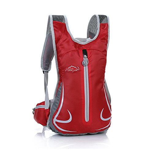 Mochila Ciclismo Impermeable Mujer 14L Bicicleta Bolso Ligero Ciclismo Accesorios  Mochilas MTB Hombre Para Esqui Senderismo Trekking Viaje Correr Caminar Camping Trotar Corriendo Deporte,Rojo