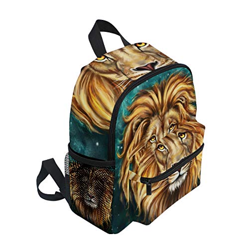 Mochila con diseño de melena de león de dibujos animados para niñas, niños, escuela, viajes, mini bolsa de libros