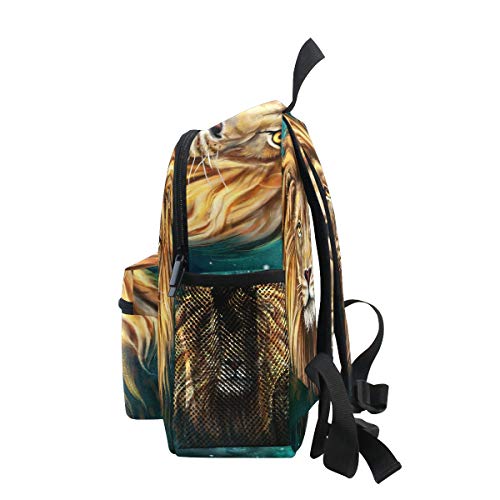 Mochila con diseño de melena de león de dibujos animados para niñas, niños, escuela, viajes, mini bolsa de libros