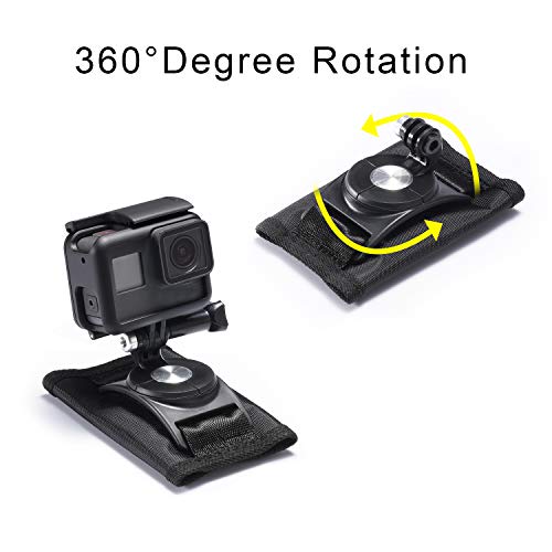 Mochila, correa para el hombro, montaje con 360 grados de rotación ajustable, hebilla de gancho, gancho y correa de cierre Compatible with GoPro Hero (2018) 7 6 5 4 3+ Session