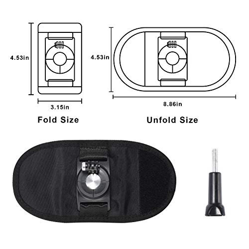 Mochila, correa para el hombro, montaje con 360 grados de rotación ajustable, hebilla de gancho, gancho y correa de cierre Compatible with GoPro Hero (2018) 7 6 5 4 3+ Session