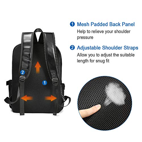 Mochila Cuero Hombre Vendimia Mochila para Portátil de Viaje, JOSEKO PU Mochila de Cuero Mochila Impermeable Escolar al Aire Libre Monedero para Mochila portátil para Hombre