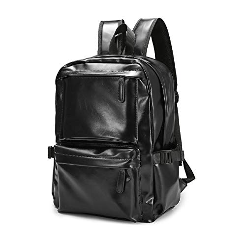 Mochila Cuero Hombre Vendimia Mochila para Portátil de Viaje, JOSEKO PU Mochila de Cuero Mochila Impermeable Escolar al Aire Libre Monedero para Mochila portátil para Hombre