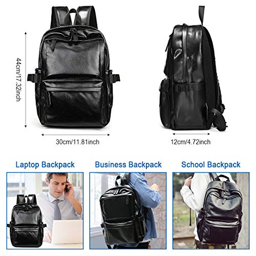 Mochila Cuero Hombre Vendimia Mochila para Portátil de Viaje, JOSEKO PU Mochila de Cuero Mochila Impermeable Escolar al Aire Libre Monedero para Mochila portátil para Hombre