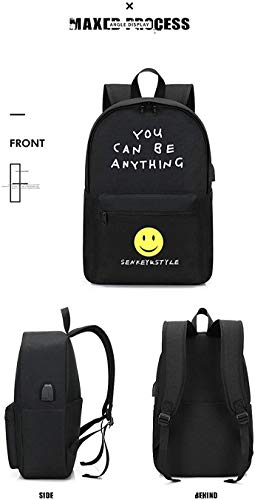 Mochila Escolar 2019 Nueva Tendencia Mochila para Estudiantes Patrón de Personalidad Mochila Escolar Luminosa Mochila de Viaje de Ocio Mochila Deportiva Negro