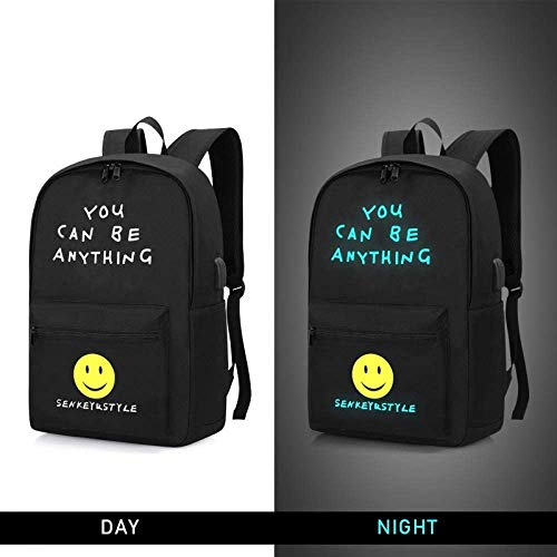 Mochila Escolar 2019 Nueva Tendencia Mochila para Estudiantes Patrón de Personalidad Mochila Escolar Luminosa Mochila de Viaje de Ocio Mochila Deportiva Negro