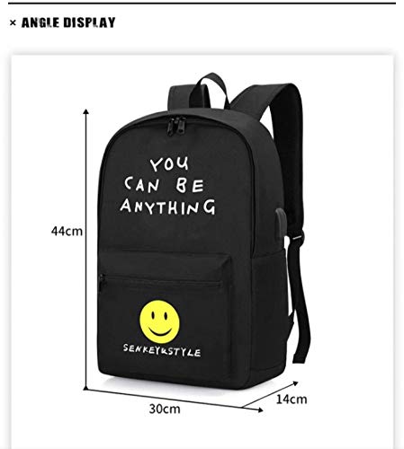 Mochila Escolar 2019 Nueva Tendencia Mochila para Estudiantes Patrón de Personalidad Mochila Escolar Luminosa Mochila de Viaje de Ocio Mochila Deportiva Negro